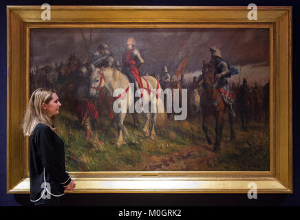 Bonham è di nuovo Bond Street, Londra, Regno Unito. Il 22 gennaio 2018. Principali opere d'arte dal Walid Juffali raccolta sul display a Bonhams saleroom. Walid Juffali, tardo miliardario saudita, era un appassionato collezionista il possesso di opere di Pablo Picasso, Anish Kapoor e Joan Miro. La vendita della raccolta avviene il 26 marzo 2018 a Bishopsgate House, Surrey. Foto: Giovanna d'arco, Rowland Wheelwright, preventivo £8,000-12,000. Credito: Malcolm Park/Alamy Live News. Foto Stock