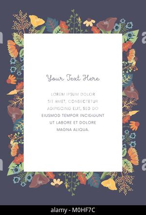 Floral invito/saluto/grazie/event card template vettoriale Illustrazione Vettoriale