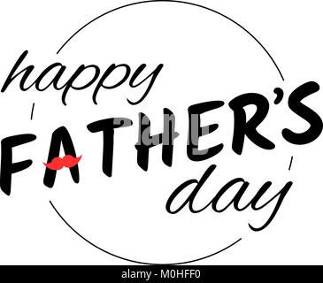 La festa del papà biglietto di auguri. Il logo di congratulazioni illustrazione con testo e baffi rosso sfondo bianco. Illustrazione Vettoriale Illustrazione Vettoriale