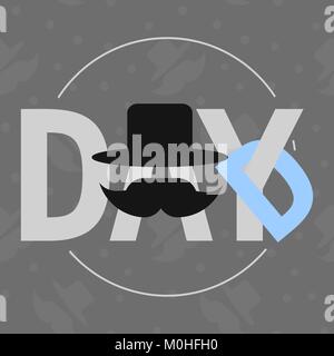 Vettore stilizzato logo. Papà giorno illustrazione vettoriale con lettera di appendere i baffi e top hat per la Festa del Papà Illustrazione Vettoriale