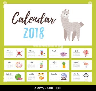 2018 anno di calendario Illustrazione Vettoriale