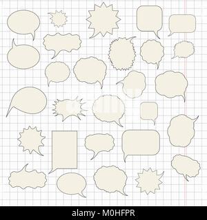 Set di svuotare i fumetti. Illustrazione dei fustellati per voce, pensieri e altro testo immissione Illustrazione Vettoriale