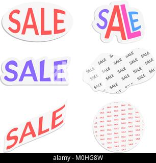 Vendita di vettore adesivi set di oggetti isolati su sfondo bianco Illustrazione Vettoriale