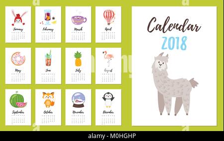 2018 anno di calendario Illustrazione Vettoriale