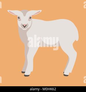 Pecore giovani stile piatto illustrazione vettoriale vista Profilo testa Illustrazione Vettoriale