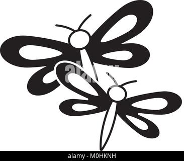 Due libellule graziosi animali cartoon Illustrazione Vettoriale