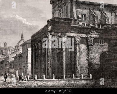 Il Tempio di Antonino e Faustina, Roma, Italia, XIX SECOLO Foto Stock