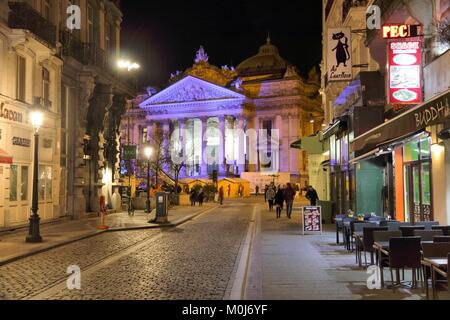 Bruxelles, Belgio - 19 novembre 2016: le persone in visita a Bruxelles durante la notte. Bruxelles è la capitale del Belgio. 1,8 milioni di persone che vivono nel suo metro a Foto Stock