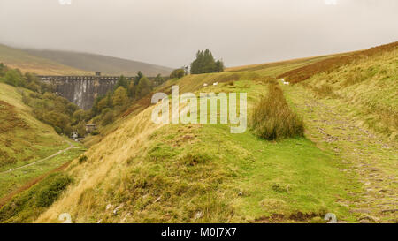 Una passeggiata verso il Grwyne Fawr serbatoio nel Parco Nazionale di Brecon Beacons, Powys, Wales, Regno Unito Foto Stock