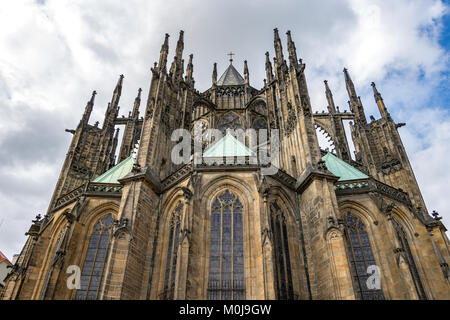 La parte esterna della Cattedrale di San Vito facciata est,Praga Repubblica Ceca Foto Stock