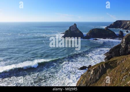 Le scogliere a Kynance Cove sulla penisola di Lizard, Cornwall, Regno Unito - Giovanni Gollop Foto Stock