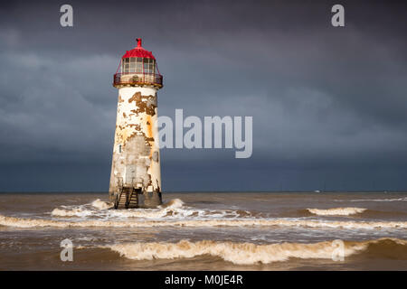 Il punto di Ayr faro, noto anche come Talacre Lighthouse, Talacre, Holywell, il Galles del Nord Foto Stock