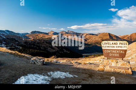 Loveland Pass, il Continental Divide in Colorado Foto Stock