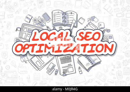 Local Ottimizzazione SEO - Doodle parola Rosso. Il concetto di business. Foto Stock