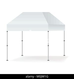 Il vettore vuoto marquee esterno tenda cabina mock up isolati su sfondo bianco. Illustrazione Vettoriale