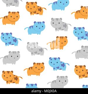 Pretty seamless pattern con cute faccia kitty Illustrazione Vettoriale