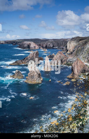 Il mare Mangersta pile sulla isola di Lewis, Ebridi Esterne, Scozia Foto Stock