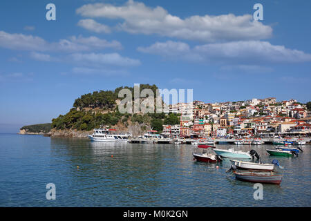 Il castello di vecchi edifici e Parga Grecia Foto Stock