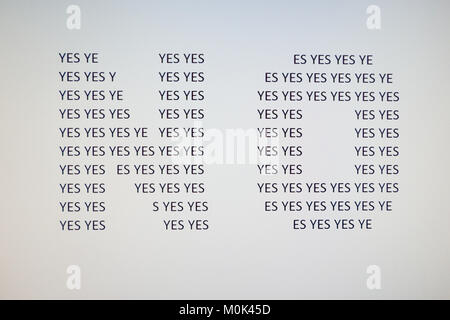 Sì no, il testo sullo schermo del computer Foto Stock