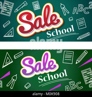 Banner di vettore si torna a scuola in vendita. Il flyer e banner con colorfu Illustrazione Vettoriale