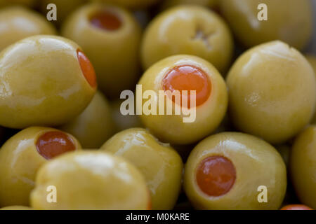 Pimento olive verdi ripiene Foto Stock