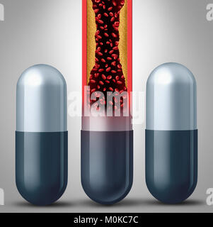 Statina farmaco concetto o prescrizione statine come farmaci prescritti da un medico per aiutare con la salute cardiovascolare. Foto Stock