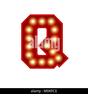 Vintage cinema teatro broadway lettering. Lettera Q. il rendering 3D Foto Stock