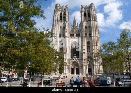 St Michael's e Ste Gudule Cathedral, Bruxelles, Belgio Foto Stock