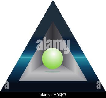 Astrazione minimalista da una palla verde e un triangolo di progettazione logo aziendale Illustrazione Vettoriale