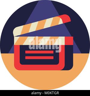 Cinema Clapperboard Icona in stile piatto Illustrazione Vettoriale