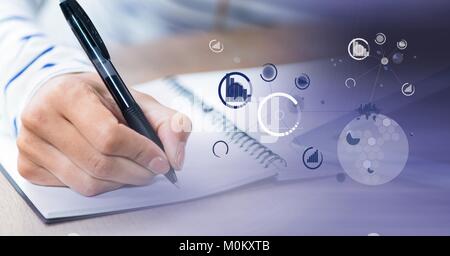 La scrittura a mano con le sovrapposizioni di grafico Foto Stock