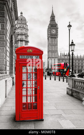 Telefono rosso Booth a Londra Foto Stock