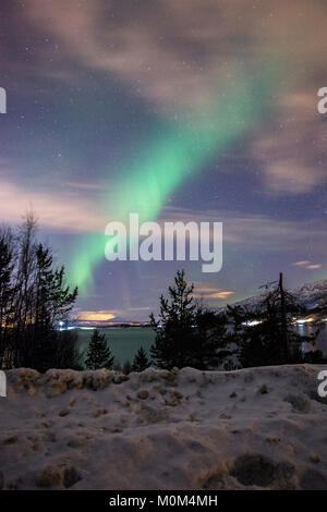 Northern Lights catturati nei pressi di Narvik, Norvegia Foto Stock