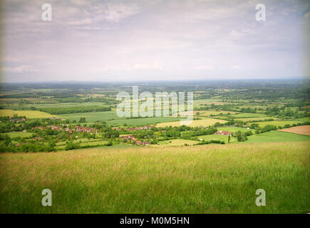 La vista da Devil's Dyke verso Fulking nel Sussex, Inghilterra, Gran Bretagna Foto Stock