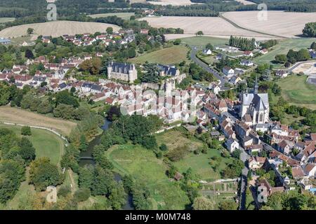 Francia,Indre et Loire,Montresor,etichettati Les Plus Beaux Villages de France (i più bei villaggi di Francia) (vista aerea) Foto Stock