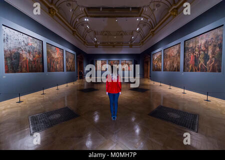 Londra, Regno Unito. 23 gennaio, 2018. Il Trionfo di Caeser da Andrea Mantegna - Charles I: Re e collettore, una nuova mostra presso la Royal Academy of Arts, in collaborazione con la Royal Collection Trust. È parte della Royal Academy di 250° anniversario e corre dal 27 gennaio - 15 aprile 2018. Credito: Guy Bell/Alamy Live News Foto Stock