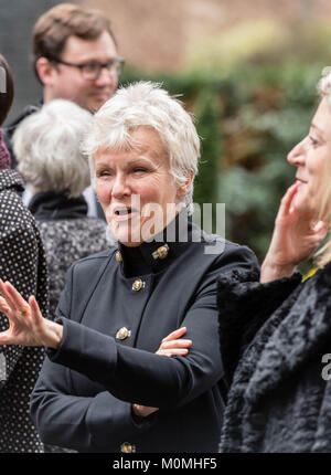 Londra, 23 gennaio 2018, Dame Julie Walters, attrice e scrittrice arriva a Downing Street per presentare una donna di aiuto petizione contro i cambiamenti proposti nel finanziamento per donne rifugi. Credito: Ian Davidson/Alamy Live News Foto Stock