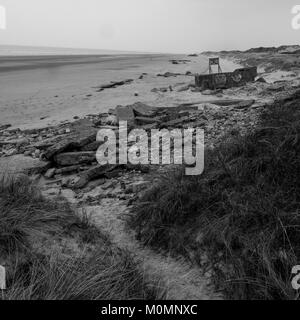 Bunker tedesco, Leffrinckoucke batteria rimane, Dunkerque, Nord, Francia Foto Stock