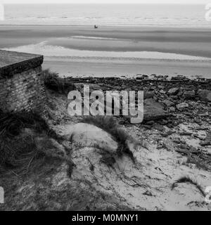 Bunker tedesco, Leffrinckoucke batteria rimane, Dunkerque, Nord, Francia Foto Stock