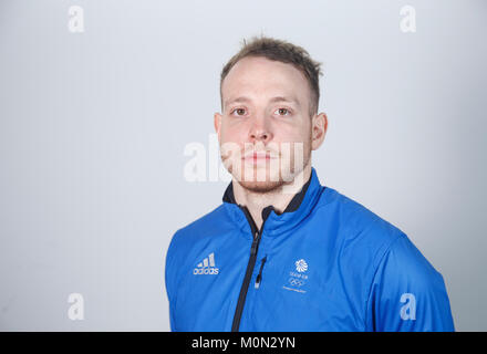 Sam Bobsleigher Blanchett durante un arredare la sessione in ADIDAS Stockport. Foto Stock