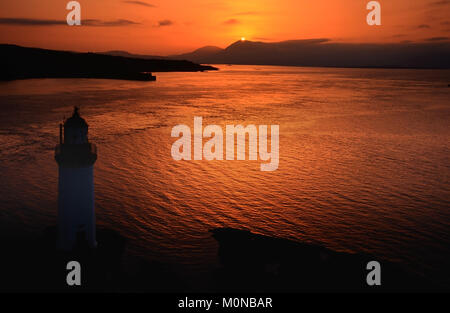 Tramonto al divieto di Eilean Foto Stock