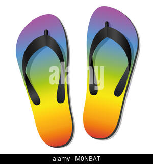 Il flip flop - arcobaleno colorato sandali estivi - illustrazione in bianco. Foto Stock