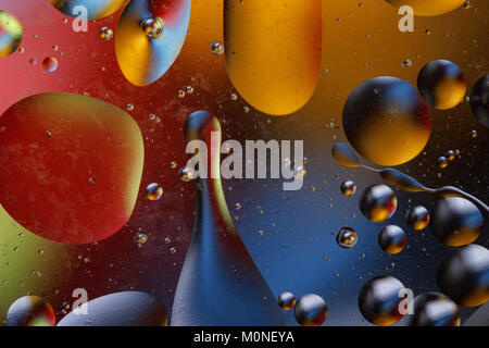 Immagine astratta con cerchi colorati ed informe di corpi su uno sfondo colorato. Foto Stock