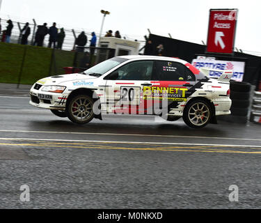 Ben Smith, Steve McIlroy, Mitsubishi Lancer EVO VII, MGJ Rally stadi, Chelmsford Motor Club, Brands Hatch, Sabato, 20 gennaio 2018, MSV, il circuito Foto Stock