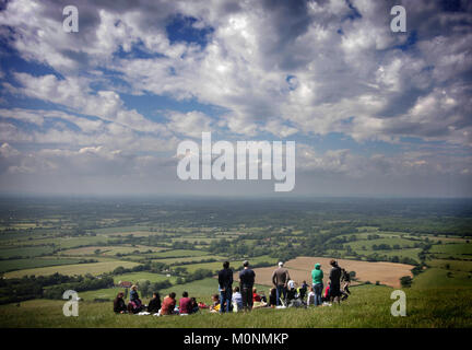 La vista da Devil's Dyke verso Fulking nel Sussex, Inghilterra, Gran Bretagna Foto Stock