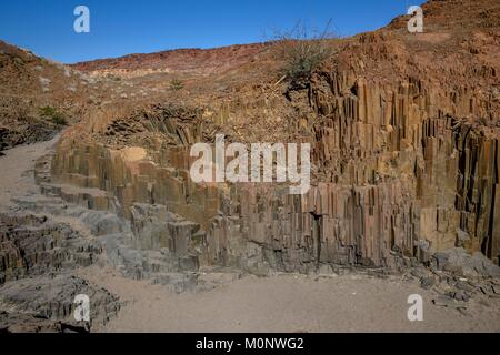 Colonne di basalto,organo a canne in basalto,nei pressi di Twyfelfontein,regione Kunene,Namibia Foto Stock