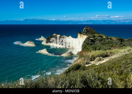 Il punto piu' a nord cape Drastis,Corfu, Isole Ionie, Grecia Foto Stock