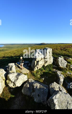 Francia,Finisterre,Parc Naturel Regional d'Armorique Armorica (Parco Naturale Regionale),Saint Rivoal,Monts d'Arree,escursionismo verso il Mont Saint Michel de Brasparts Foto Stock