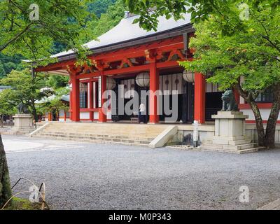 Giappone,Kyoto,Kurama,Tempio di Kurama Dera,sacrario principale (Honden) Foto Stock