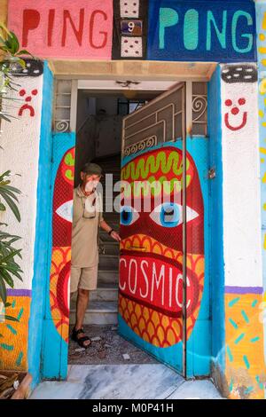 Geece,Atene,arte di strada nella zona di Psiri (ou Psyri) distretto Foto Stock